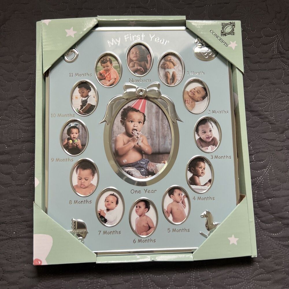 Baby First Year Multi Photo Frame Baby Gift Square New Baby 12 Month Photo Frame